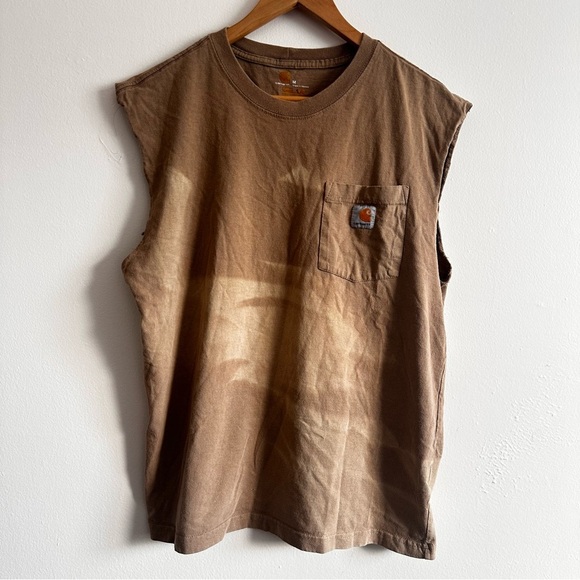 Carhartt Tan Sleeveless Tee with Pocket - Picture 1 of 6